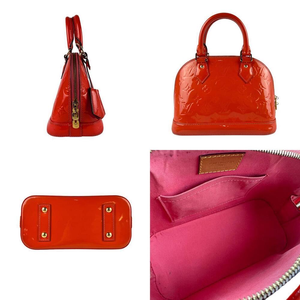 Louis Vuitton Alma 2way Monogram Vernis Shoulder Orange Bag Orange